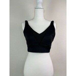 Zyia Active‎ women's medium black v-neck mesh sports bra unlined wireless